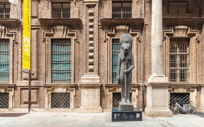 Statue outside Museo Egizio in Turin, Italy, part of Torino + Piemonte Card tour.
