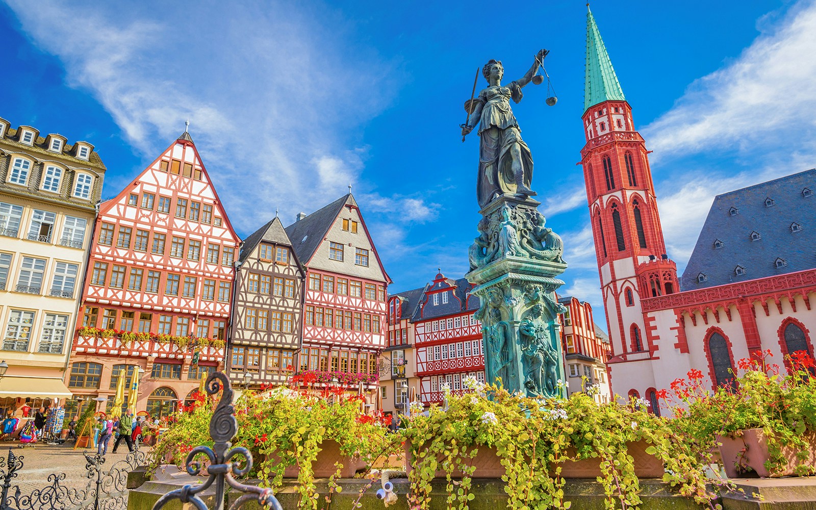 Vibrant townhouses in Frankfurt Old Town, Romer