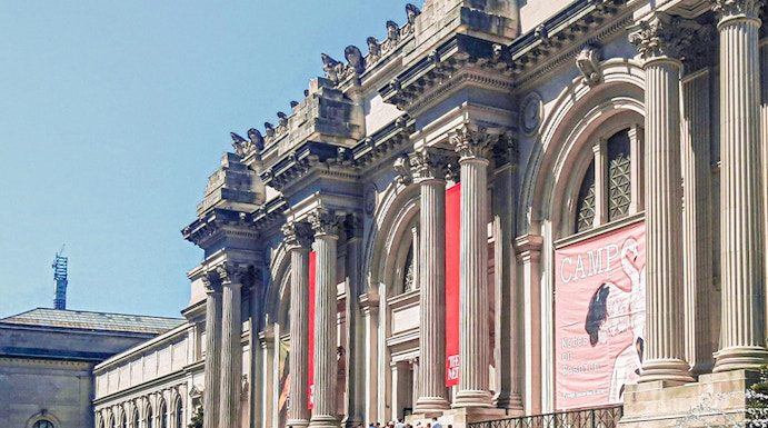 Visitors at the entrance of The Metropolitan Museum of Art, New York City.