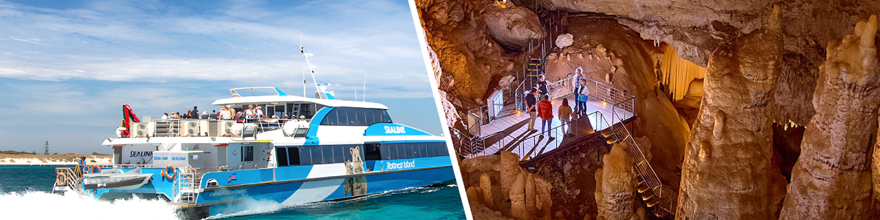 Combo: Tour dell'isola di Rottnest con traghetto da Fremantle e visita guidata della Jewel Cave