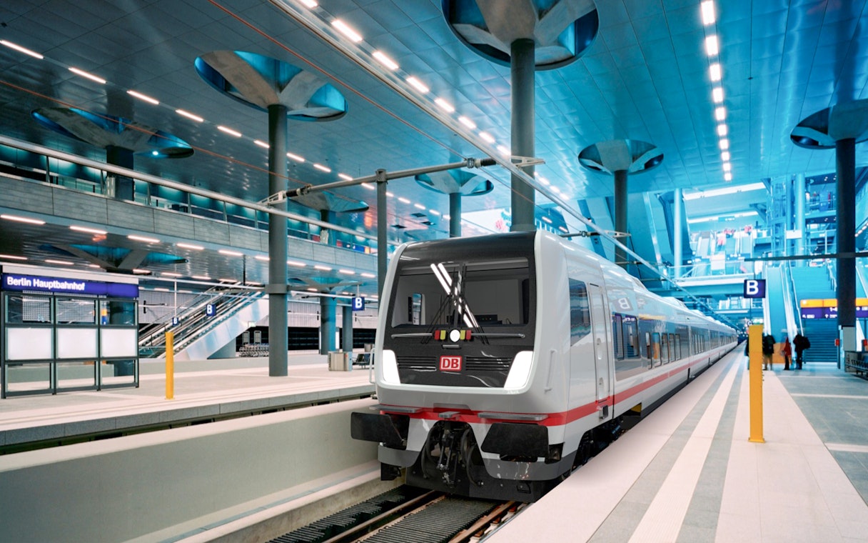 Deutsche Bahn train at Berlin Hauptbahnhof station, Interrail Germany Mobile Pass Flex.