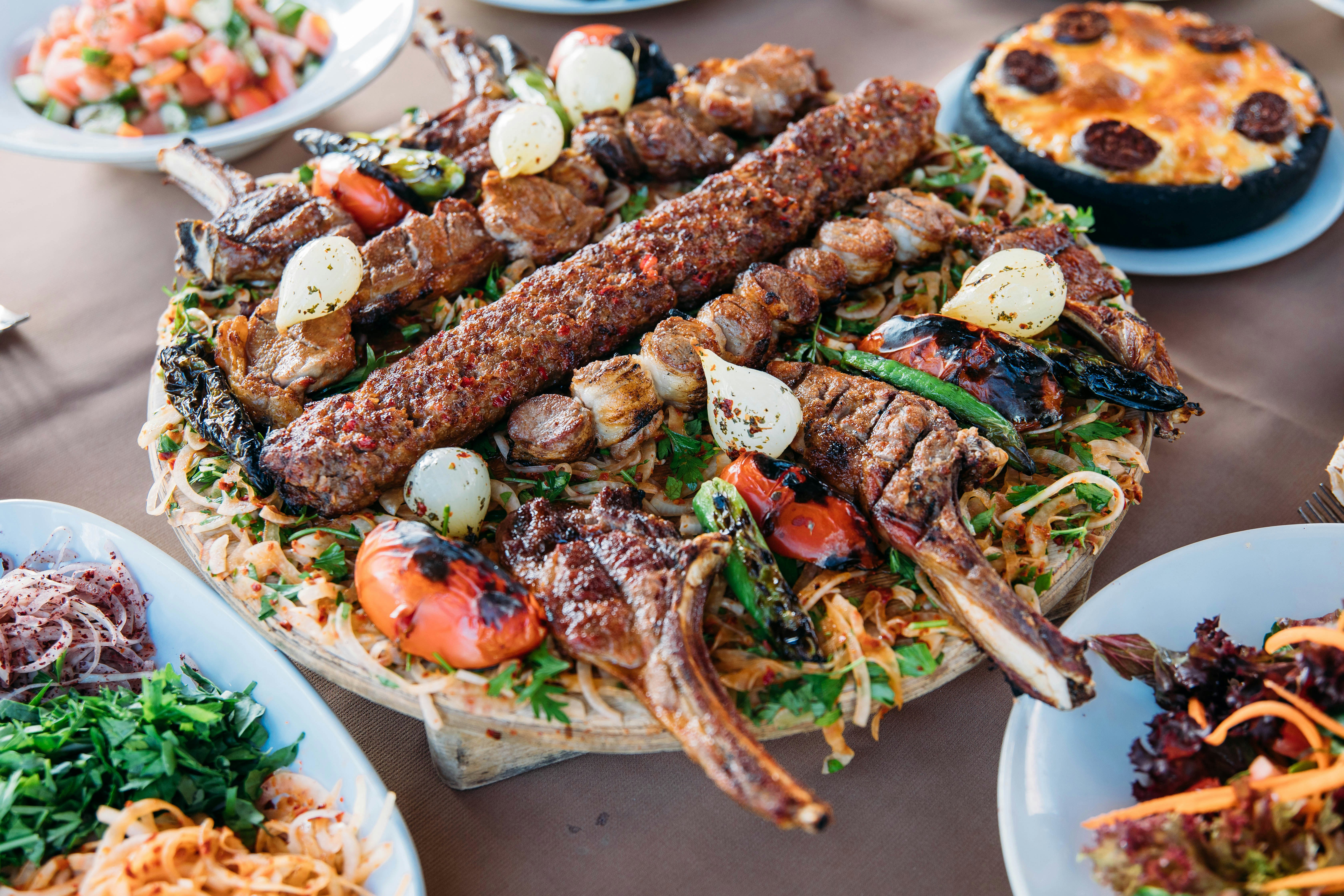 Turkish mixed grill platter near Hagia Sophia, Istanbul.