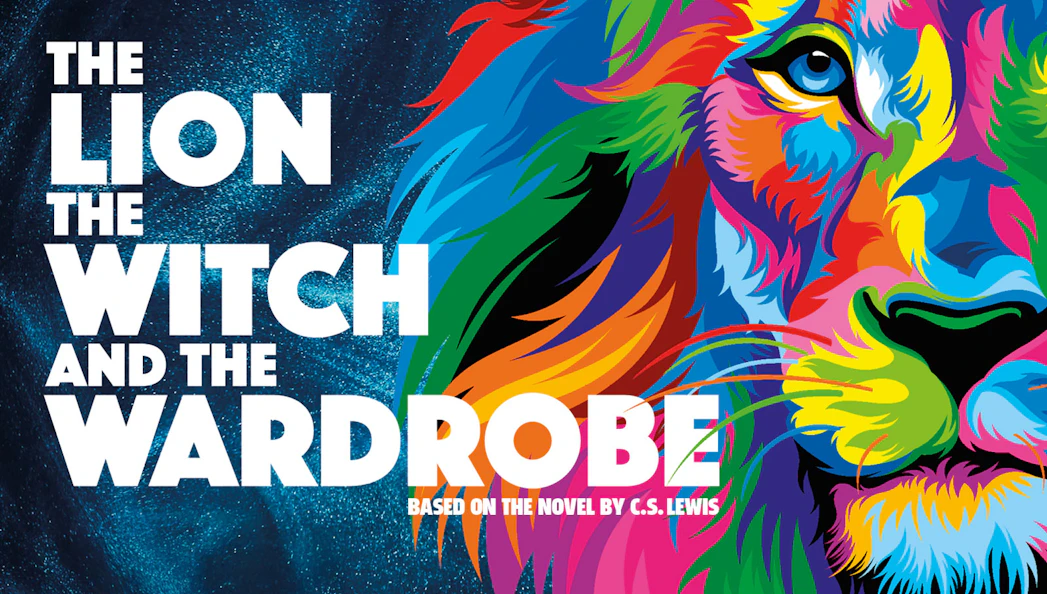 The Lion, The Witch and The Wardrobe colorful lion illustration.