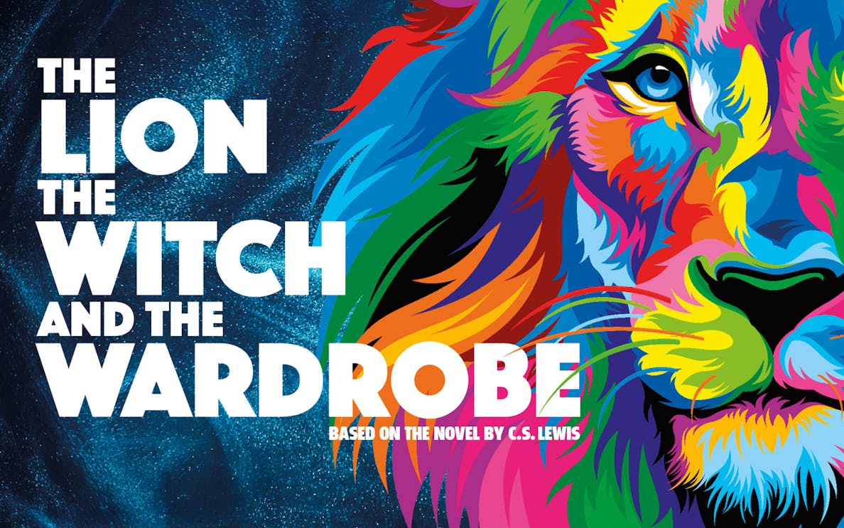 The Lion, The Witch and The Wardrobe colorful lion illustration.