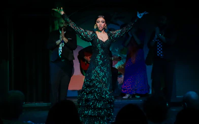 Flamenco dancer performing at El Duende by Tablao Cordobes show.