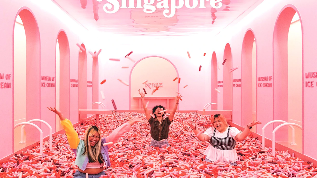 Visitors enjoying sprinkle pool at Museum of Ice Cream Singapore.