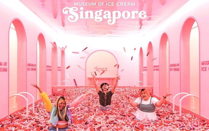 Visitors enjoying sprinkle pool at Museum of Ice Cream Singapore.