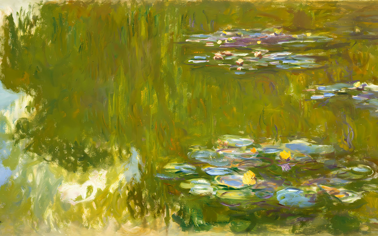 Water lilies on a pond, inspired by Monet's series, at Albertina Museum.