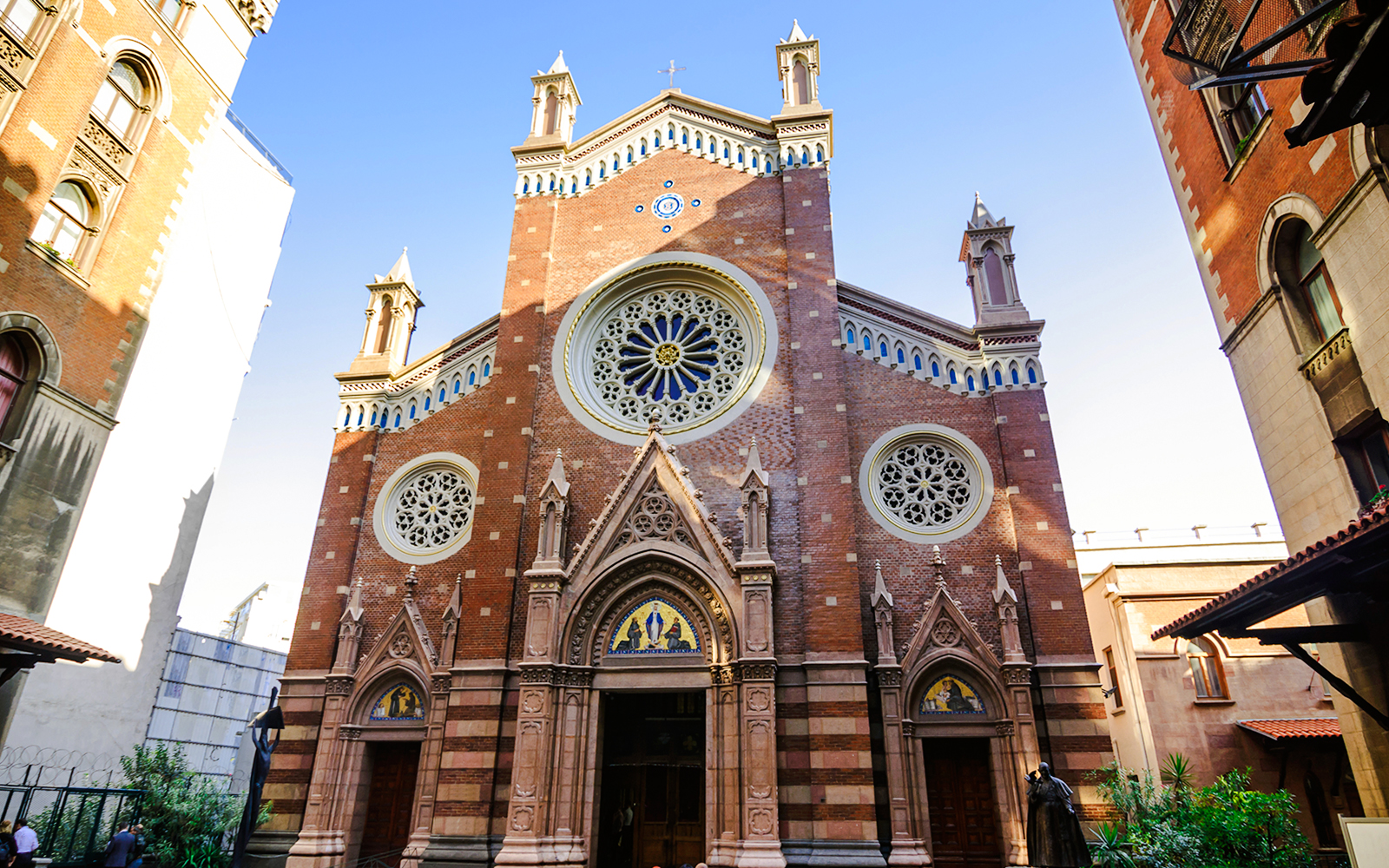 Church of St. Anthony of Padua facade with rose windows, Istanbul.