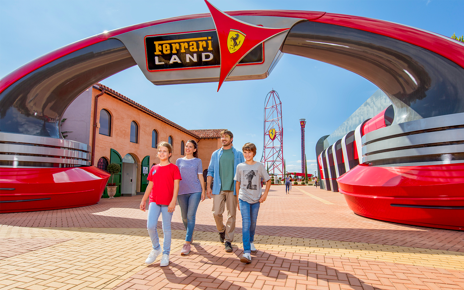 Family taking entry into Ferrari Land