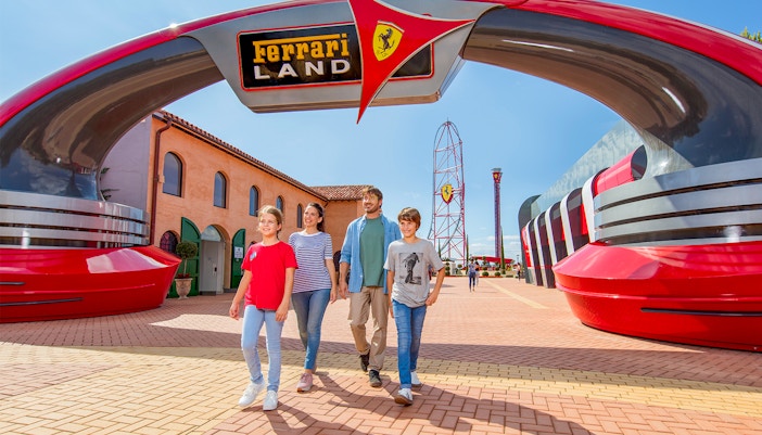 Family taking entry into Ferrari Land