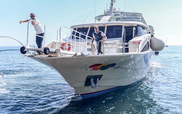 Ferry crew preparing for departure on a guided tour of Cinque Terre from La Spezia.