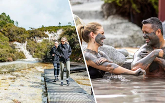 Visitors enjoying Wai-O-Tapu Thermal Wonderland and Hell's Gate mud bath experience.