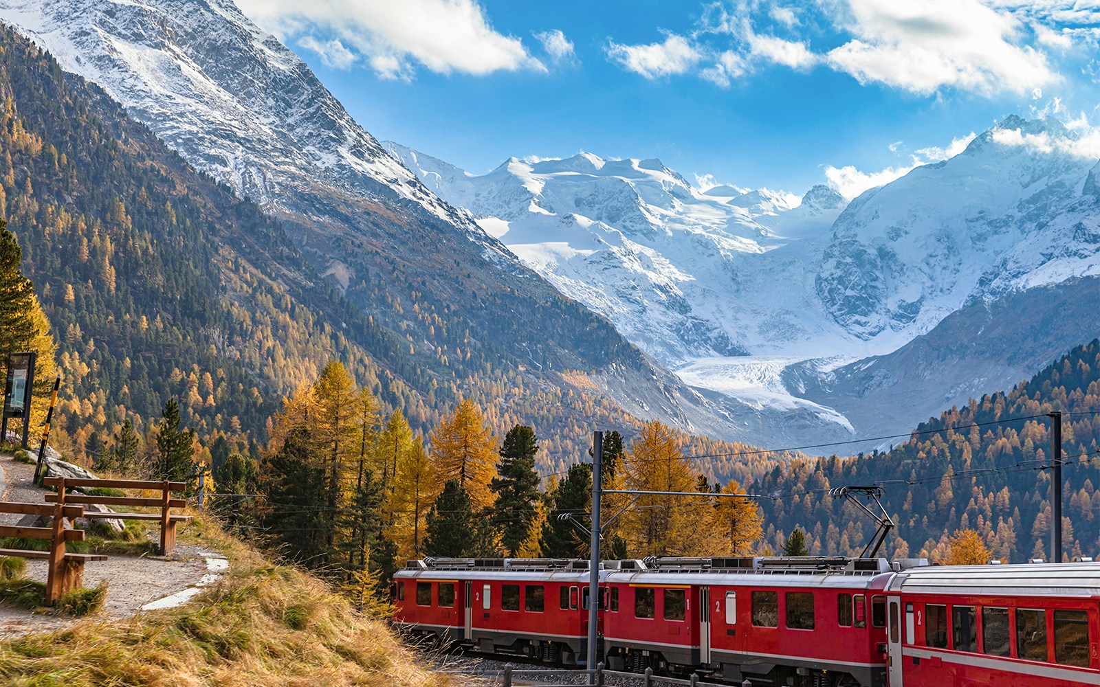 Bernina Express near the Morteratsch Glacier