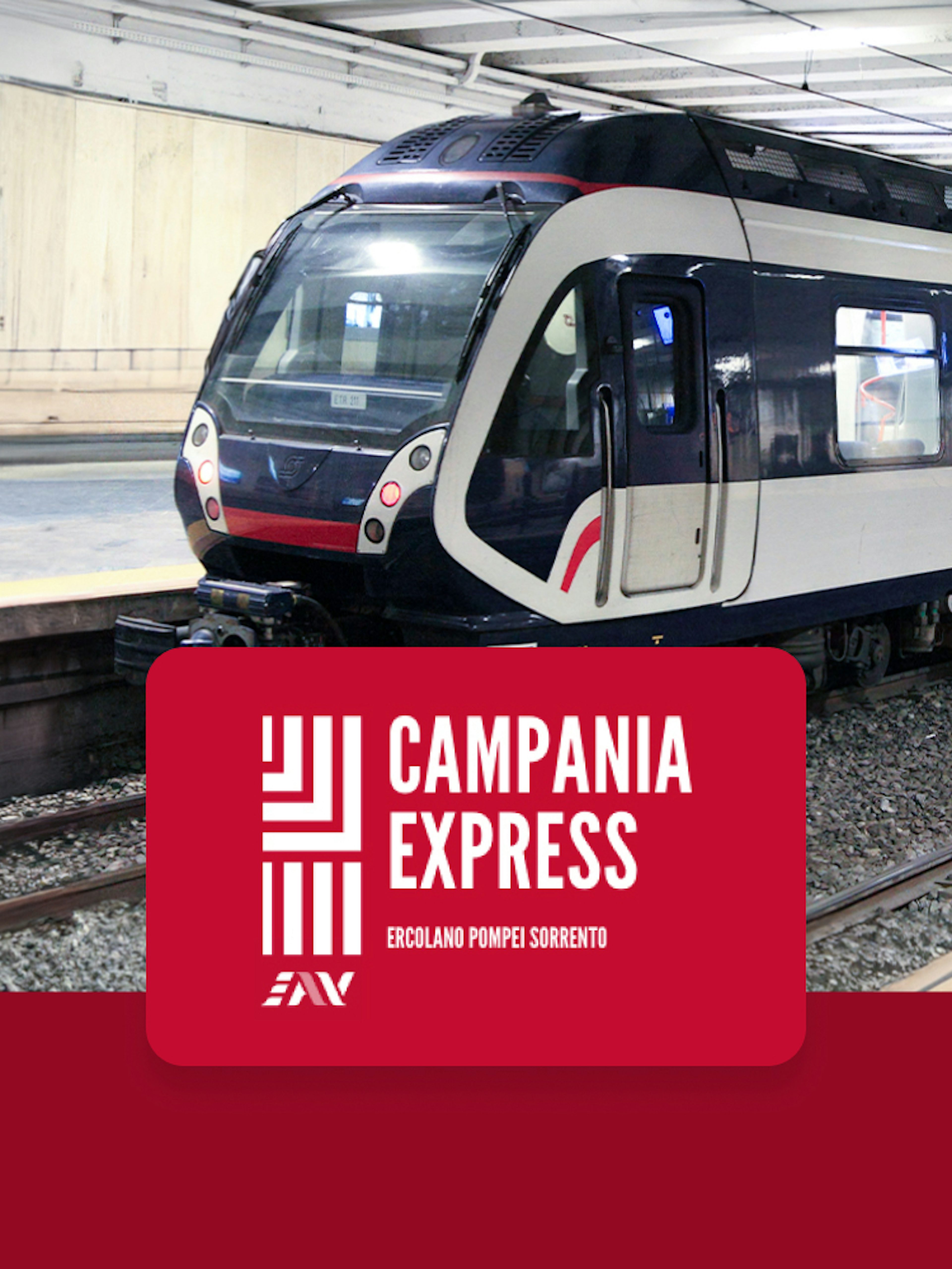 Train at Naples Porta Nolana station for Pompei transfer.