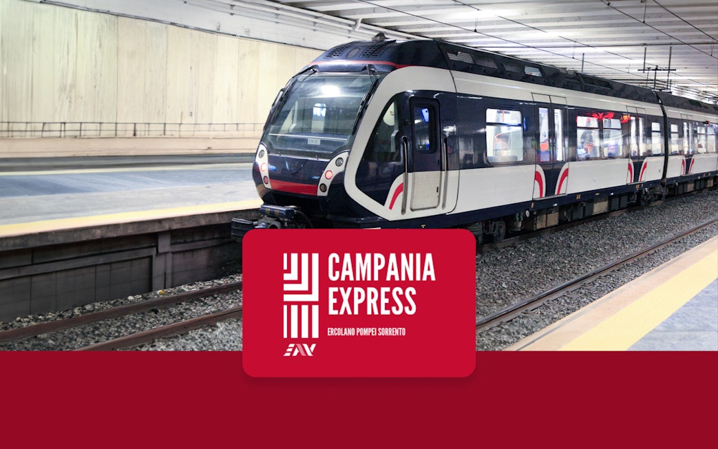 Train at Naples Porta Nolana station for Pompei transfer.