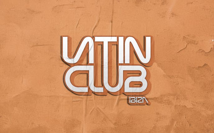 Latin Club Ibiza logo on textured orange background.