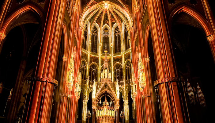View of Light of Creation in Votivkirche Church Vienna