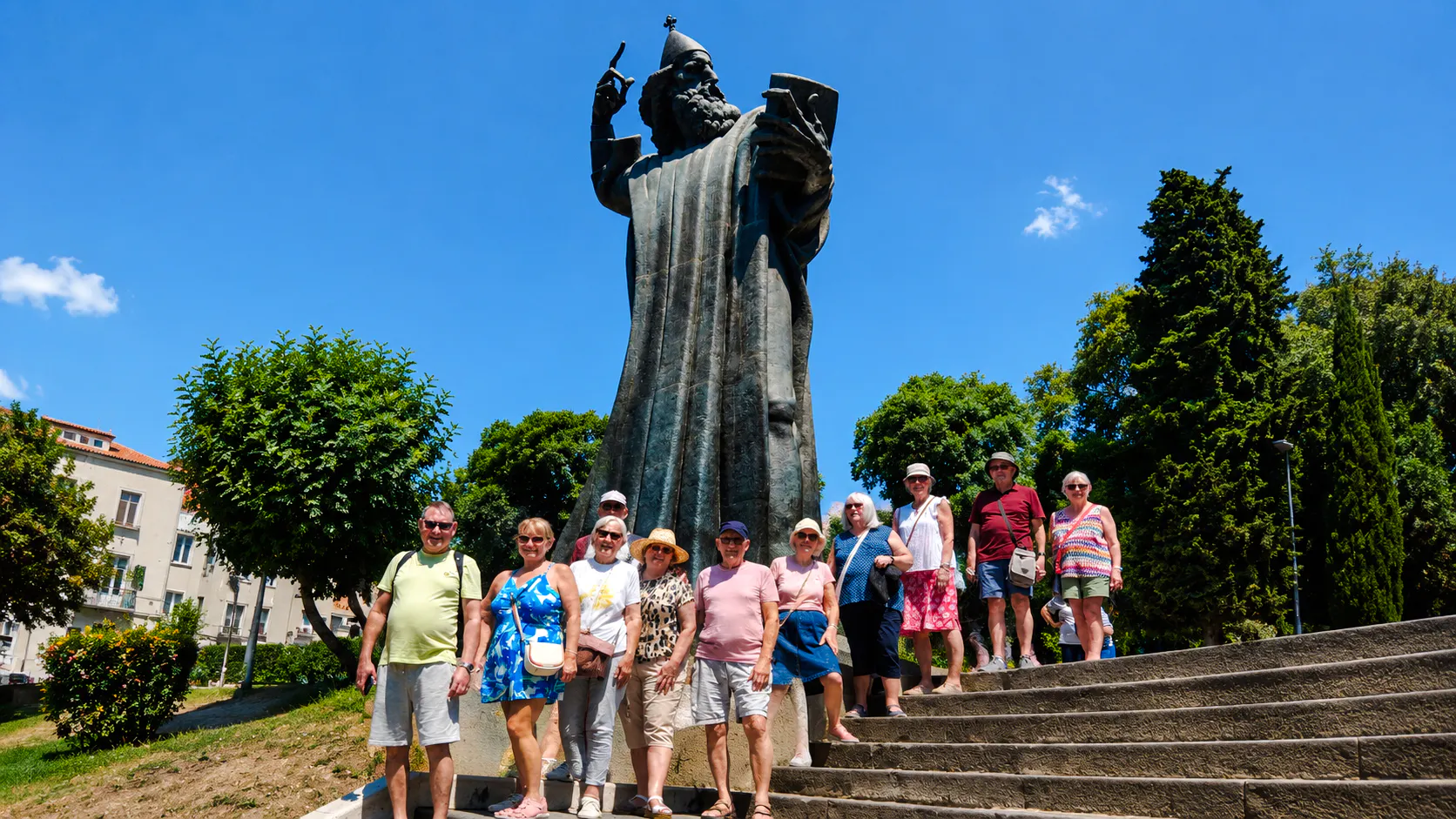 Tour group at the Gregory of Nin statue during Split City Tour, Croatia.
