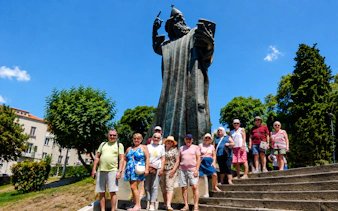Tour group at the Gregory of Nin statue during Split City Tour, Croatia.