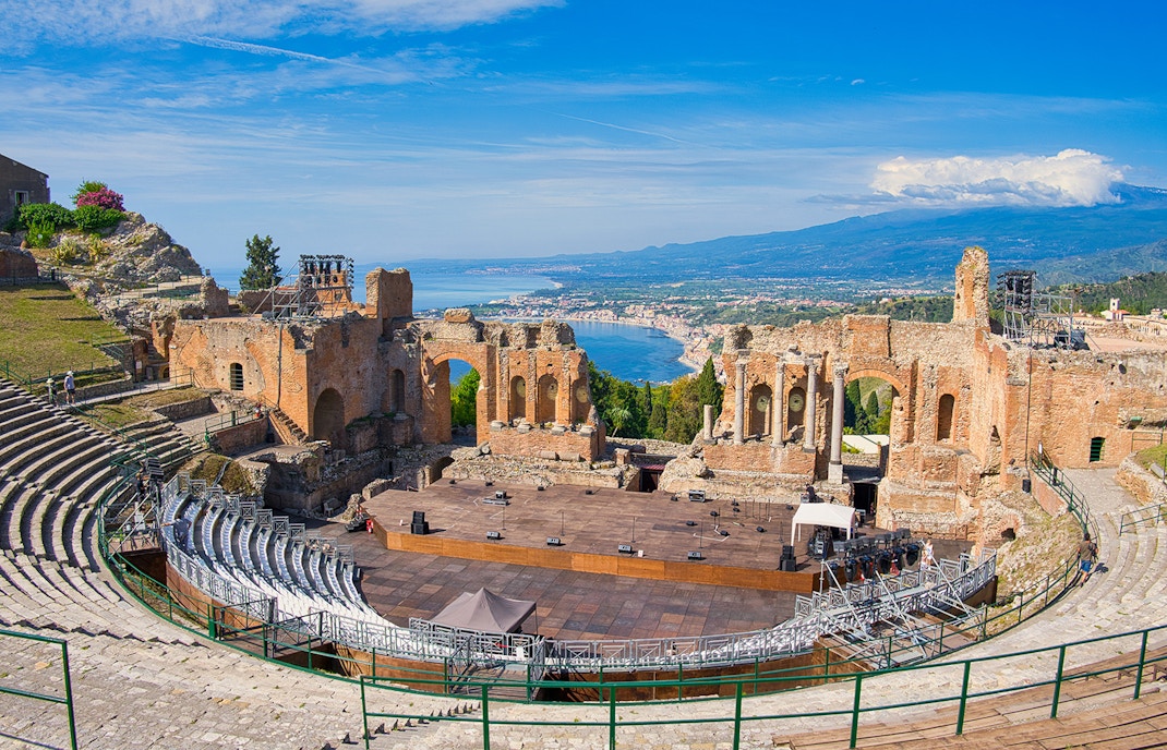 Panoramic view of Taormina theatre