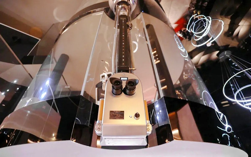 Observation telescope at Oriental Pearl Tower observation deck, Shanghai.