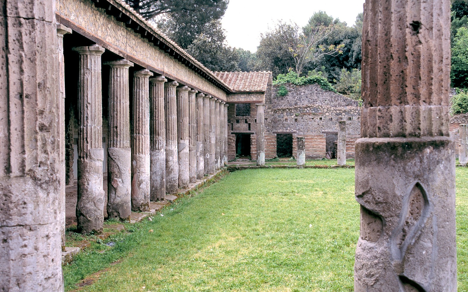 The gladiator's barracks have been reconstructed at Pompeii, a World Heritage Site, in Italy.