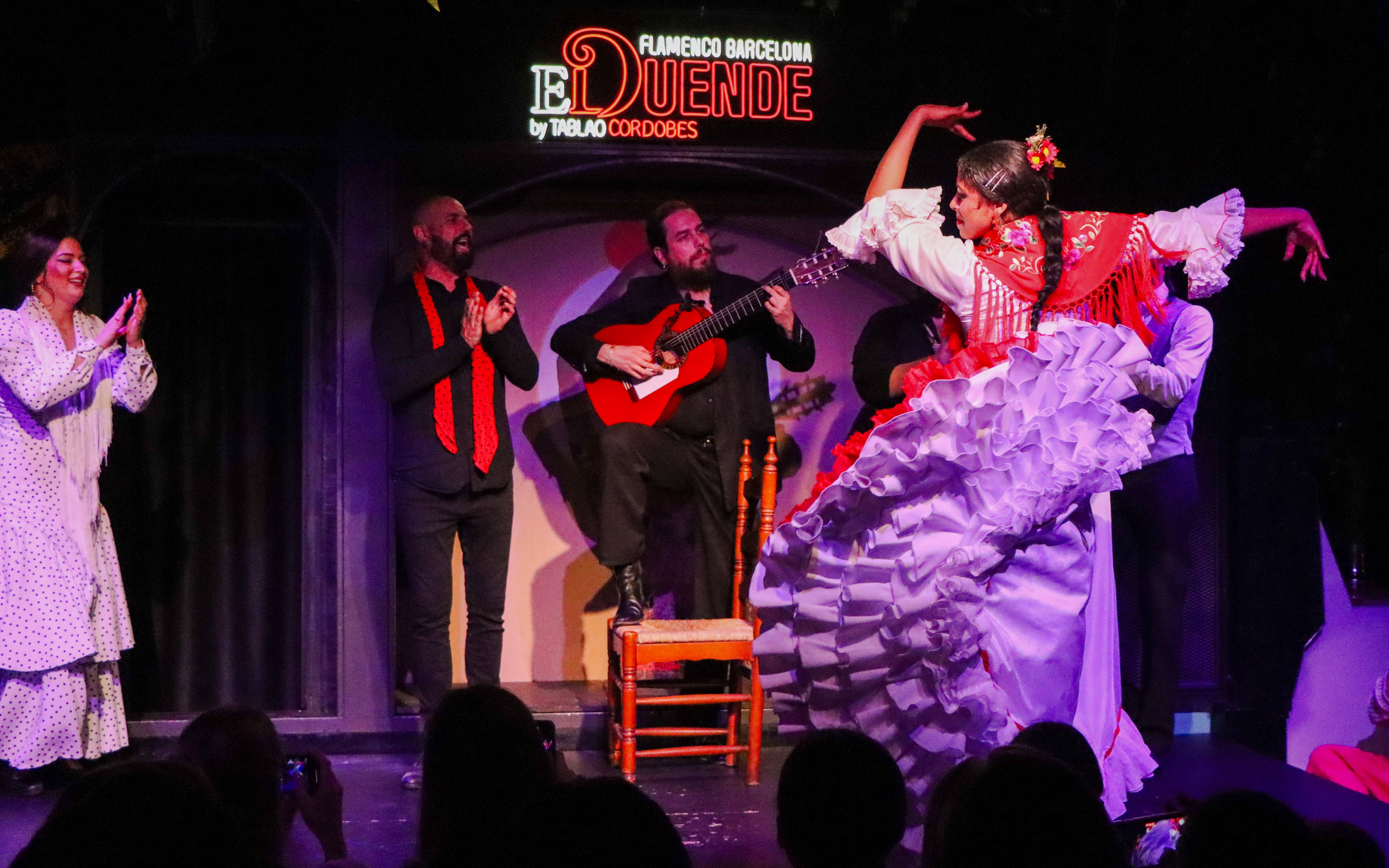 Flamenco dancer performing at El Duende by Tablao Cordobes in Barcelona.
