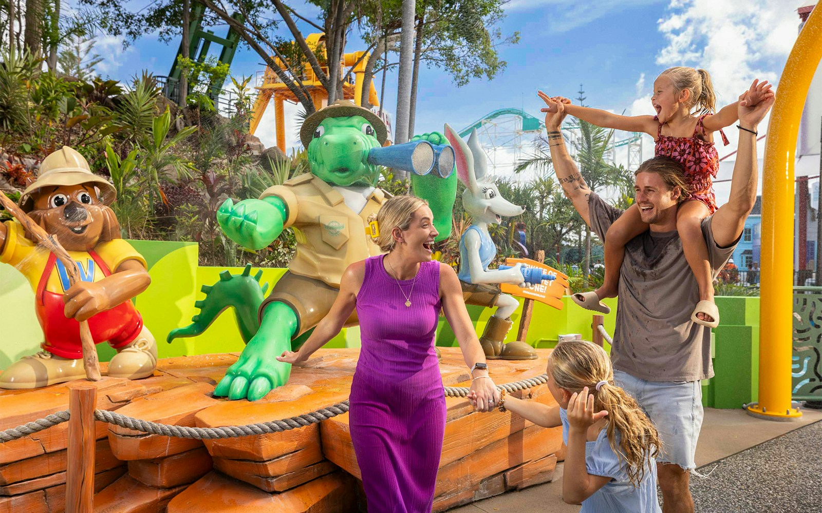family enjoying dreamworld experience