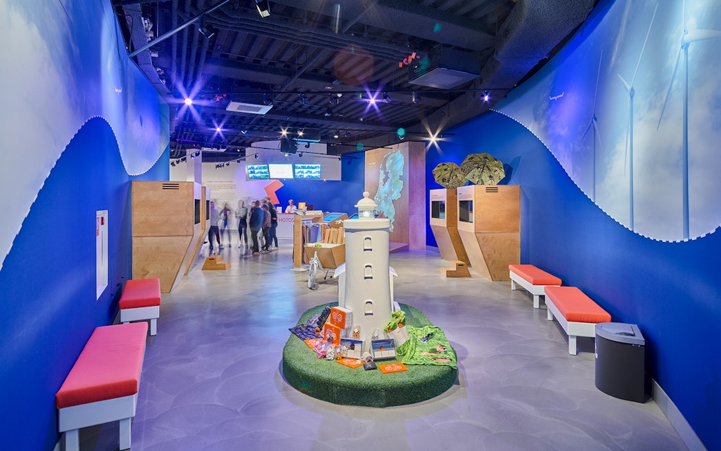 Interiors of This is Holland with lighthouse model and interactive displays.