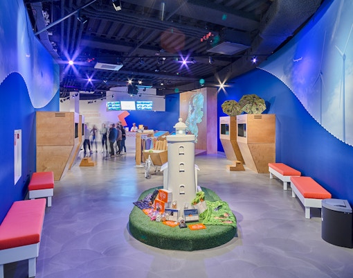 Interiors of This is Holland with lighthouse model and interactive displays.