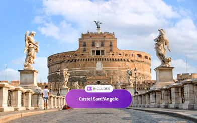 Castel Sant'Angelo with statues on Ponte Sant'Angelo, Rome.