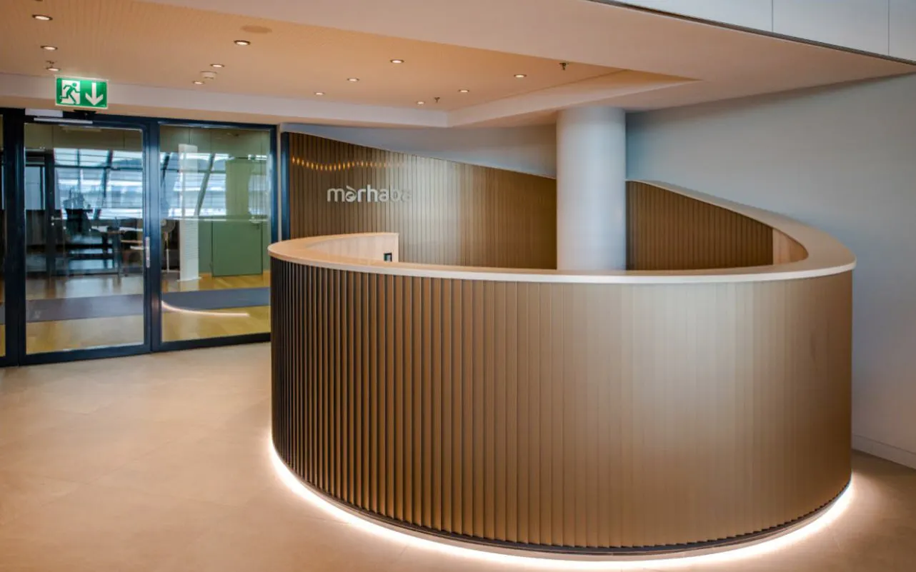 Marhaba Lounge entrance at Zurich Airport Airside Centre with modern design.