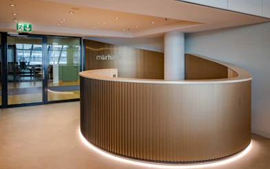 Marhaba Lounge entrance at Zurich Airport Airside Centre with modern design.