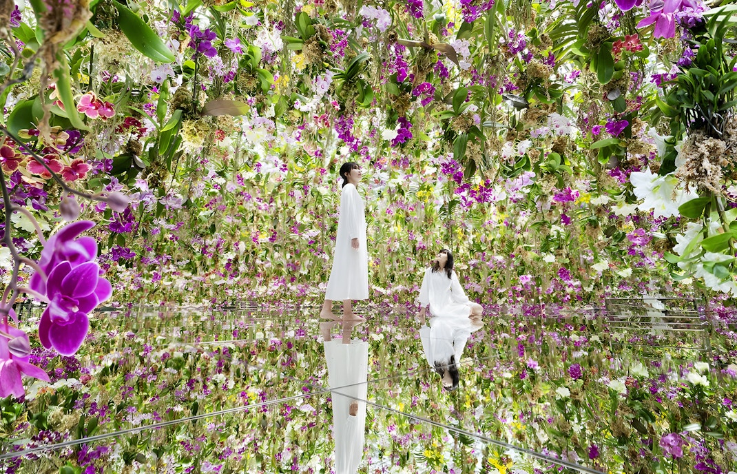 Visitors exploring immersive digital art installation at teamLab Planets, Tokyo.