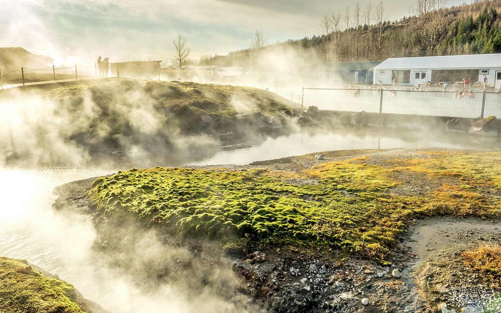 See the steam rising against the natural landscapes