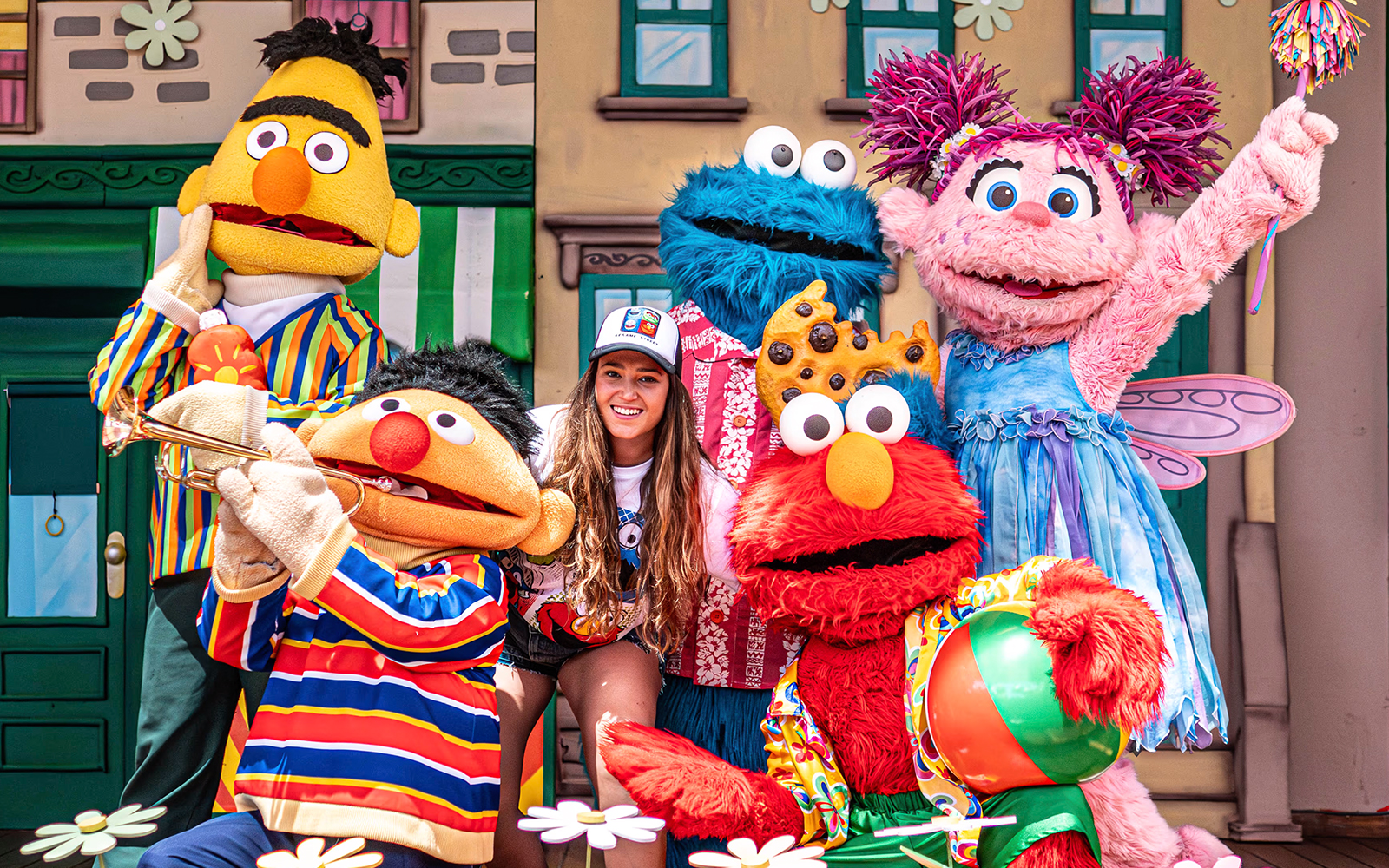 People dressed up as Bert, Ernie and their friends