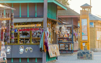Artisan gift shop at Paseo De Artesanías, Isla Negra, Valparaíso Region, Chile displaying crafts.
