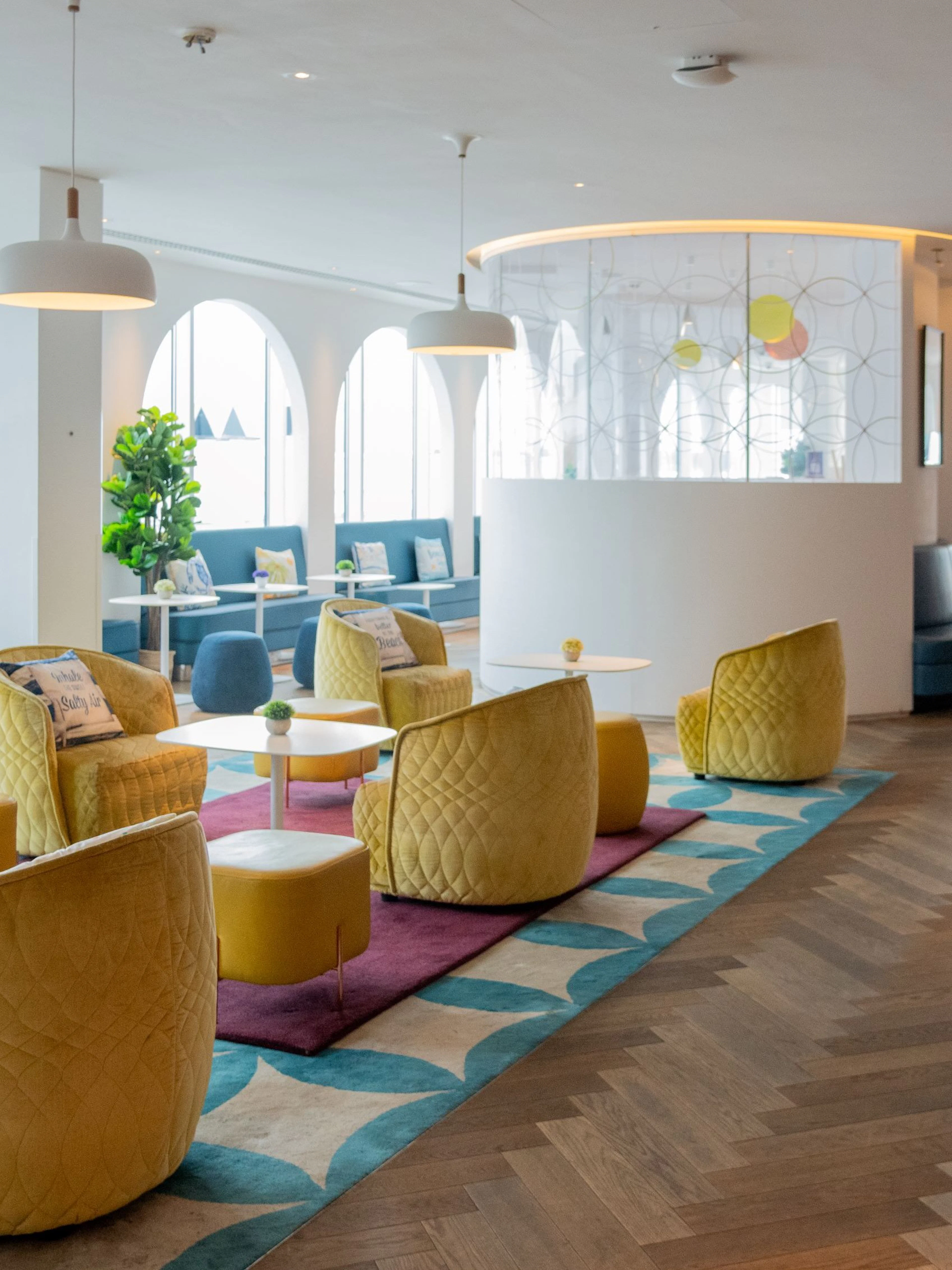 Plaza Premium Lounge seating area at London Gatwick Airport North Terminal.