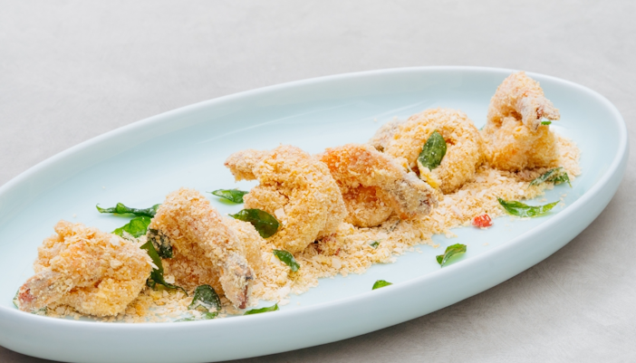 Prawns with crispy coating at House of Seafood, Clarke Quay, Singapore.