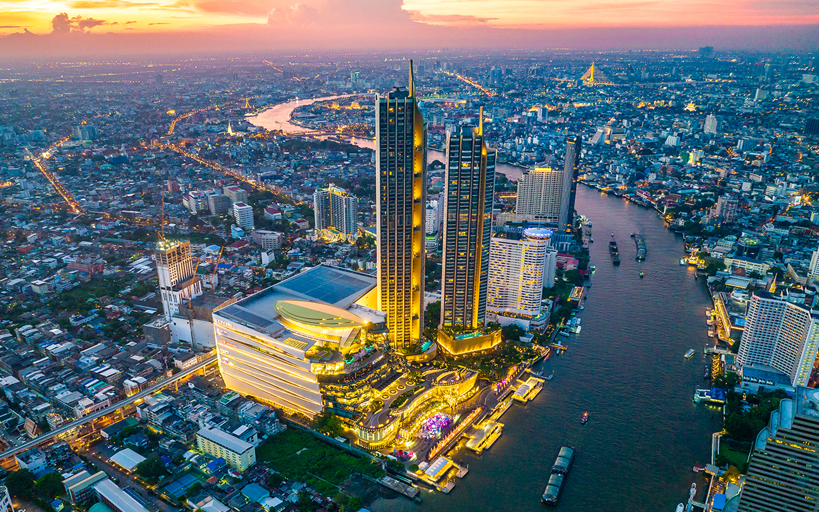 Aerial view of Iconsiam building in downtown Bangkok, Thailand