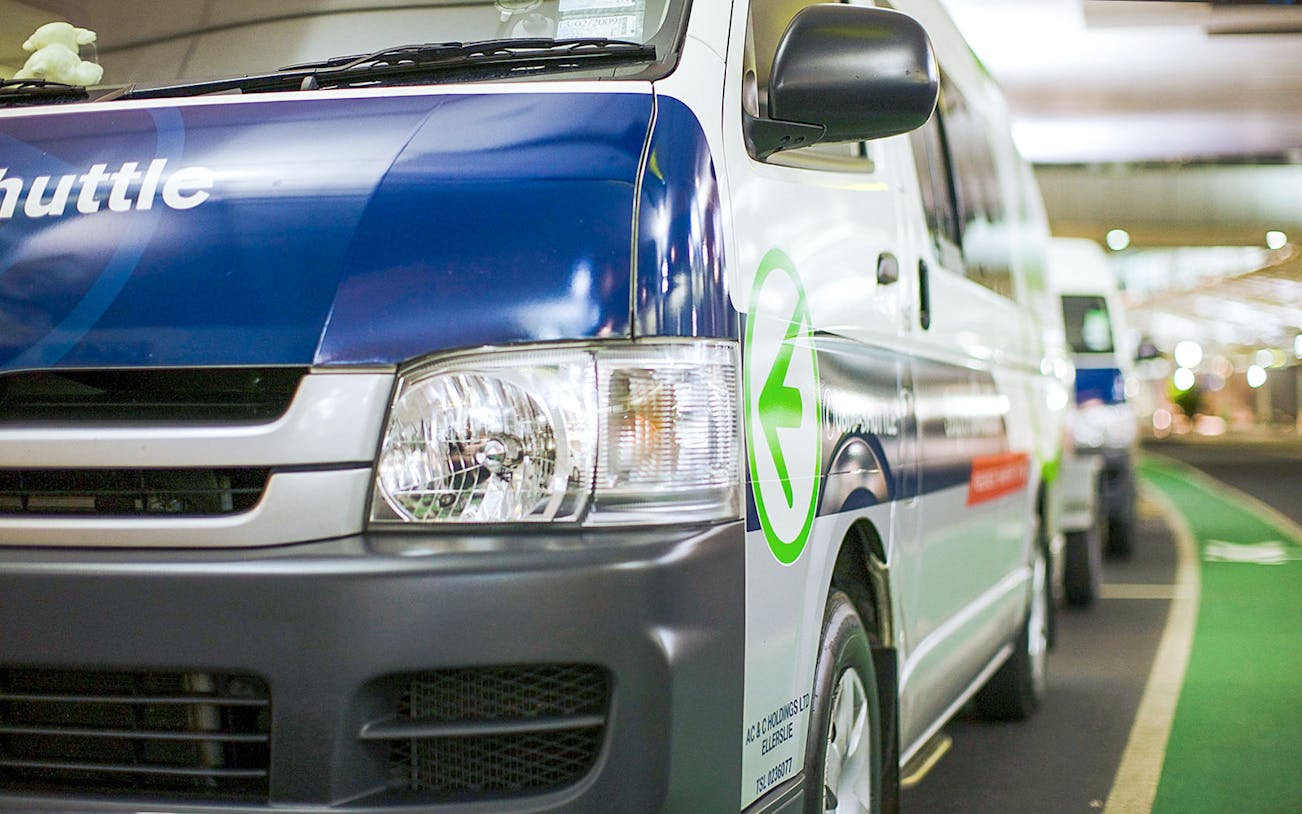 Shuttle van for Queenstown Airport transfer service.