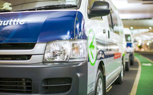 Shuttle van for Queenstown Airport transfer service.