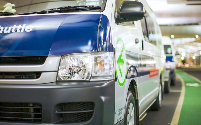 Shuttle van for Queenstown Airport transfer service.