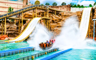 Guests enjoying a water ride at Vialand Theme Park, Istanbul.