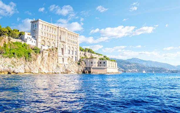 Oceanographic Museum on a cliff overlooking the sea in Monaco-Ville, Monaco.
