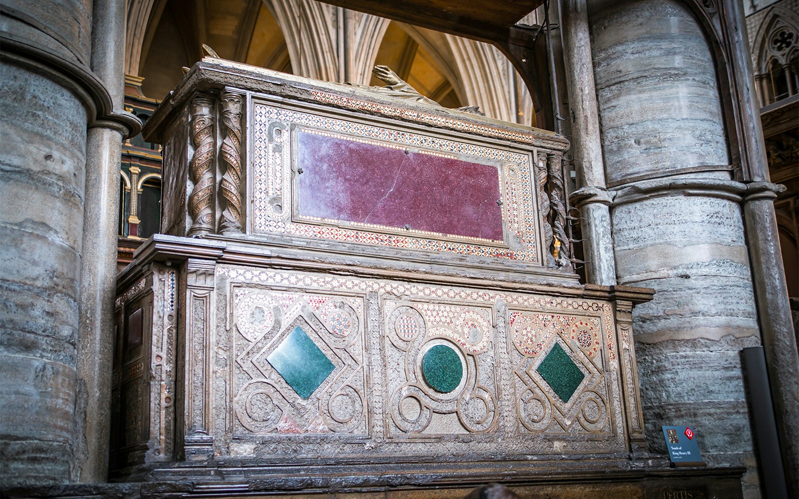 Tomb of King Henry III inside Westminster Abbey, London.