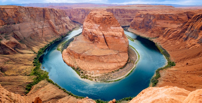 Horseshoe Bend view with Colorado River, part of Secret Antelope Canyon & Horseshoe Bend Tour.