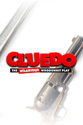 Cluedo play poster with revolver and wrench, Brisbane event