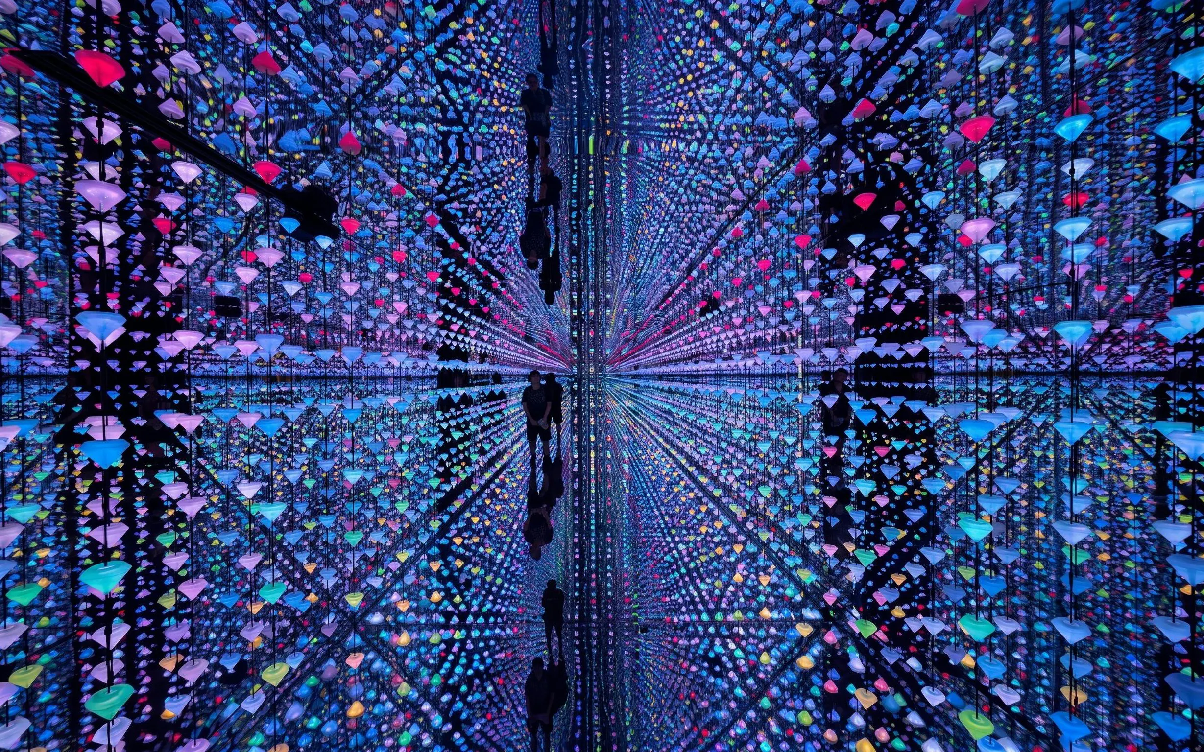Colorful light installation at Moco Museum, Amsterdam.